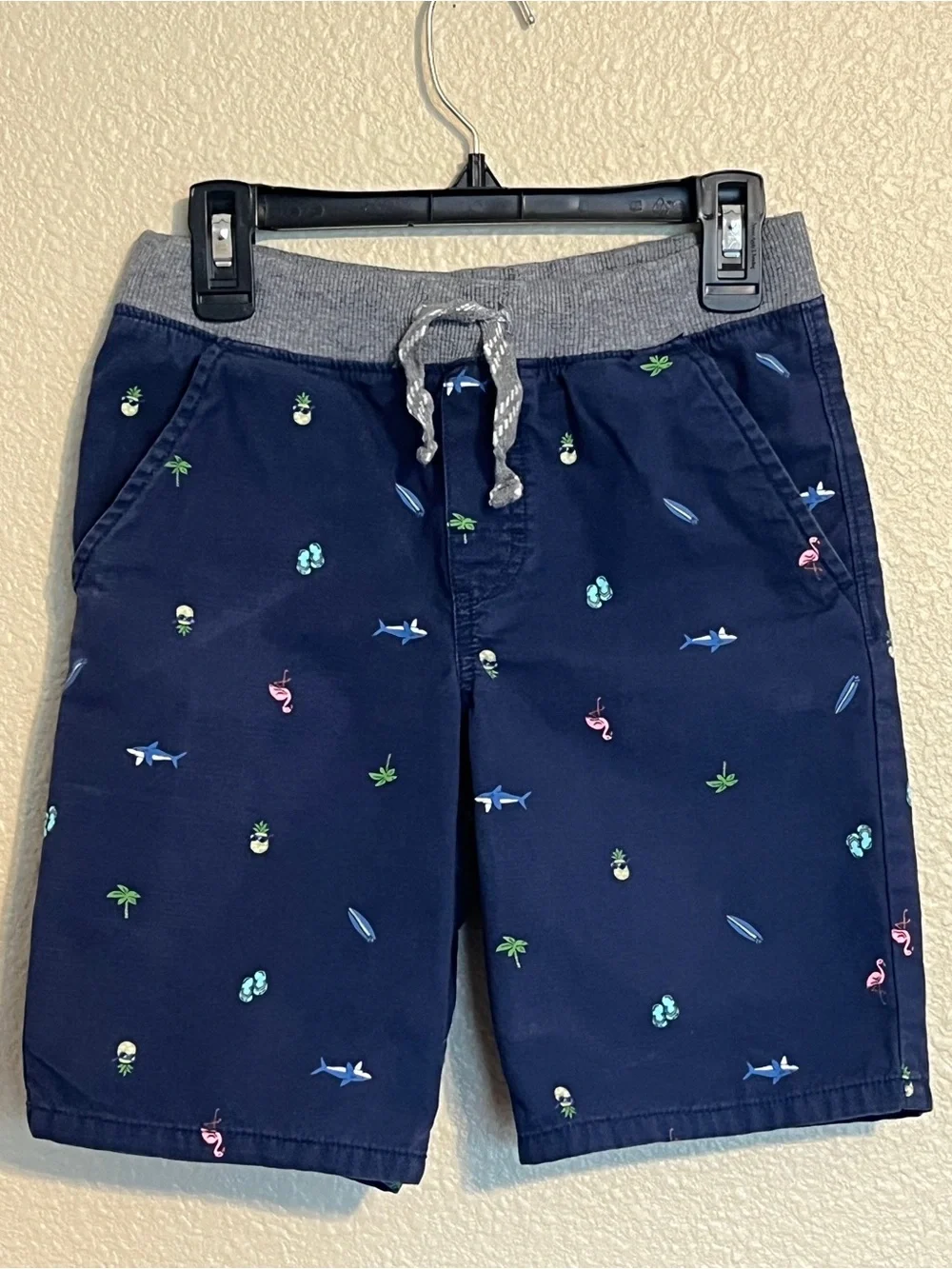 Carter's Boy’s Size 8 Navy Blue  Tropical Shorts w/ Gray Waistband